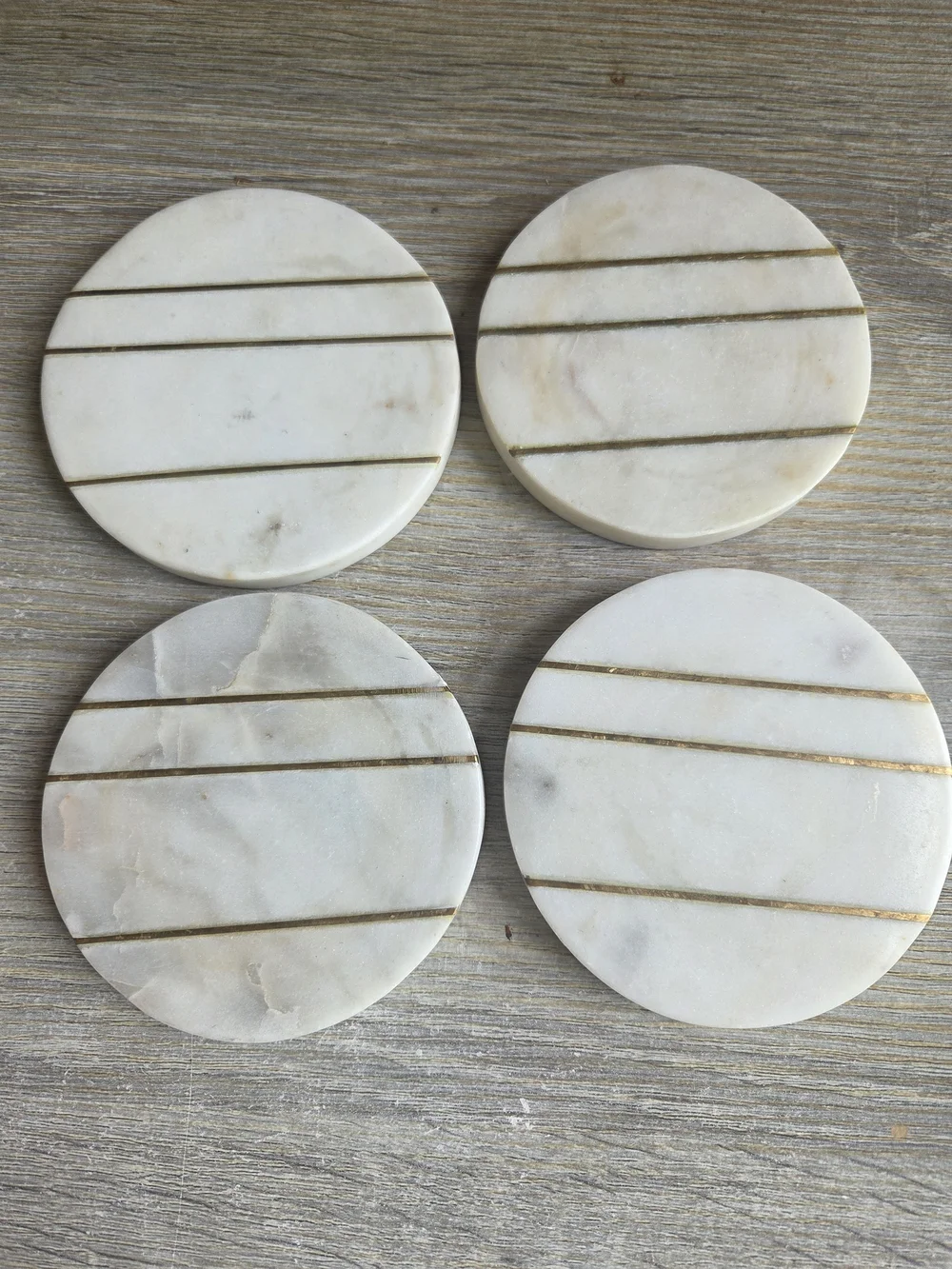 Set of 4 Marble Coasters with Gold Inlay